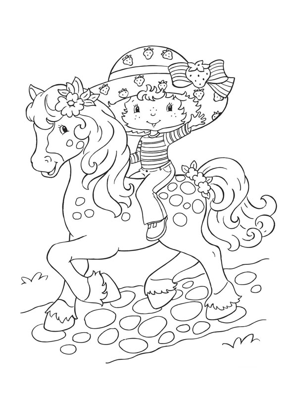 coloriage charlotte aux fraises et son cheval